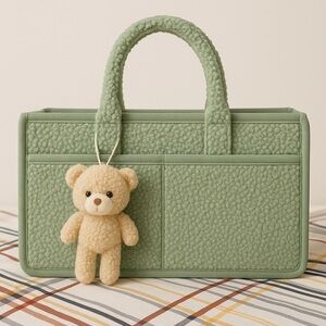 Green Teddy Bear Kids Storage Basket